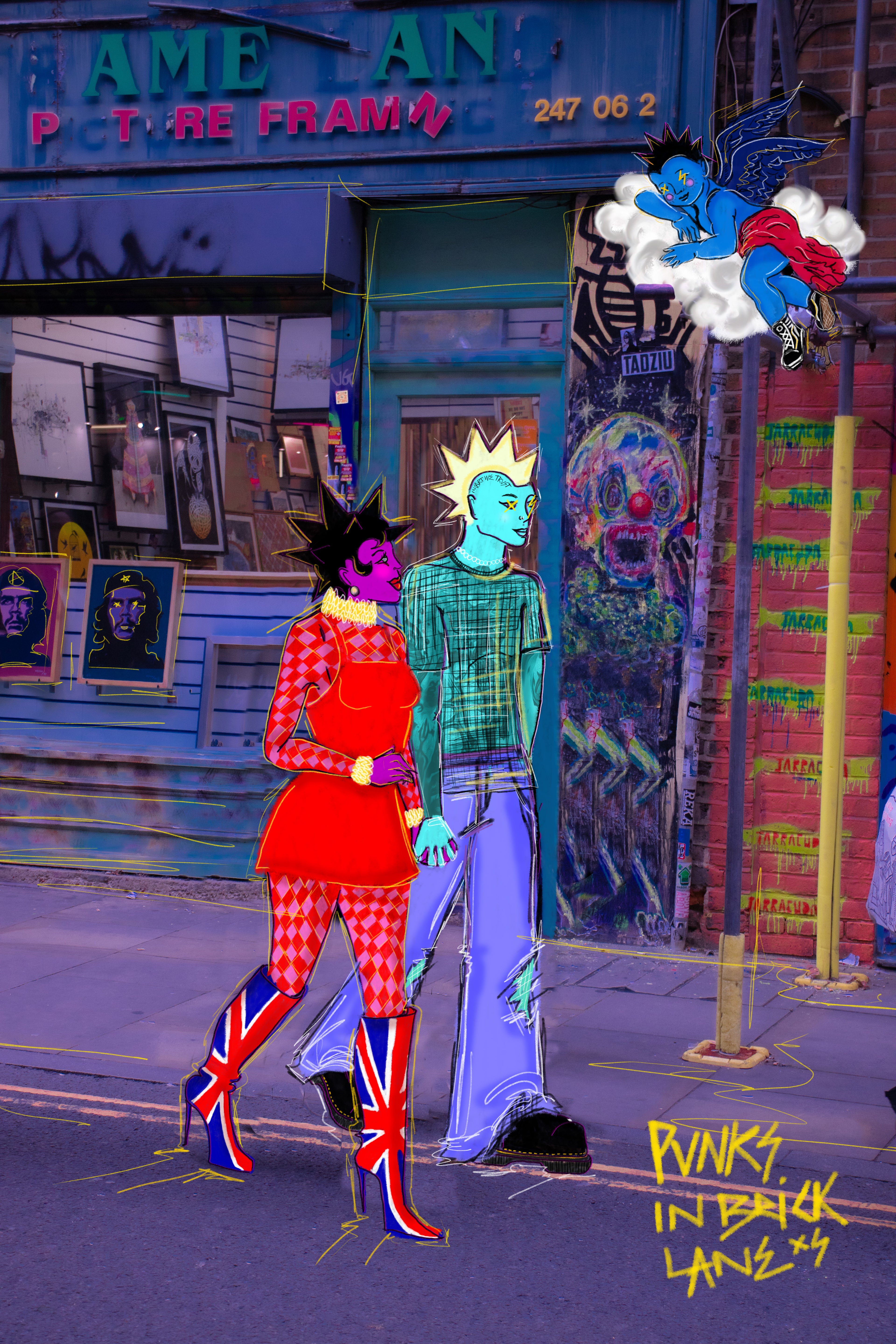PUNKS IN BRICK LANE-  PRINT FINE ART